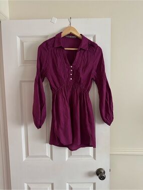 Zara Plum Button-Front V-Neck Tunic